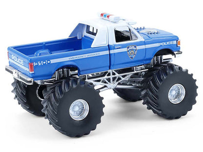 GreenLight 1990 Ford F-350 Monster Truck "NYPD (New York Police Department)" Blue with White Top "Kings of Crunch - Hot Pursuit" Special Edition 1/64 Diecast Model Car by <h2>1990 Greenlight</h2> <p>H