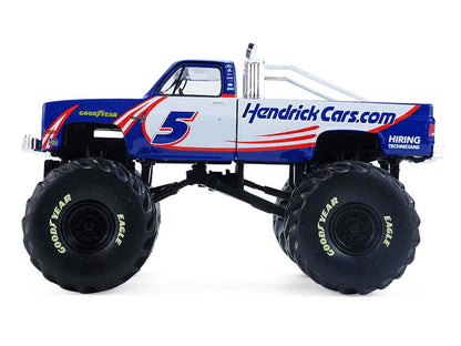 1981 Chevrolet K20 Monster Truck #5 "HendrickCars.com" Blue and White with Graphics "Kings of Crunch - Hendrick Motorsports Tribute" Special Edition 1/64 T&y Diecast Model Car by Greenlight