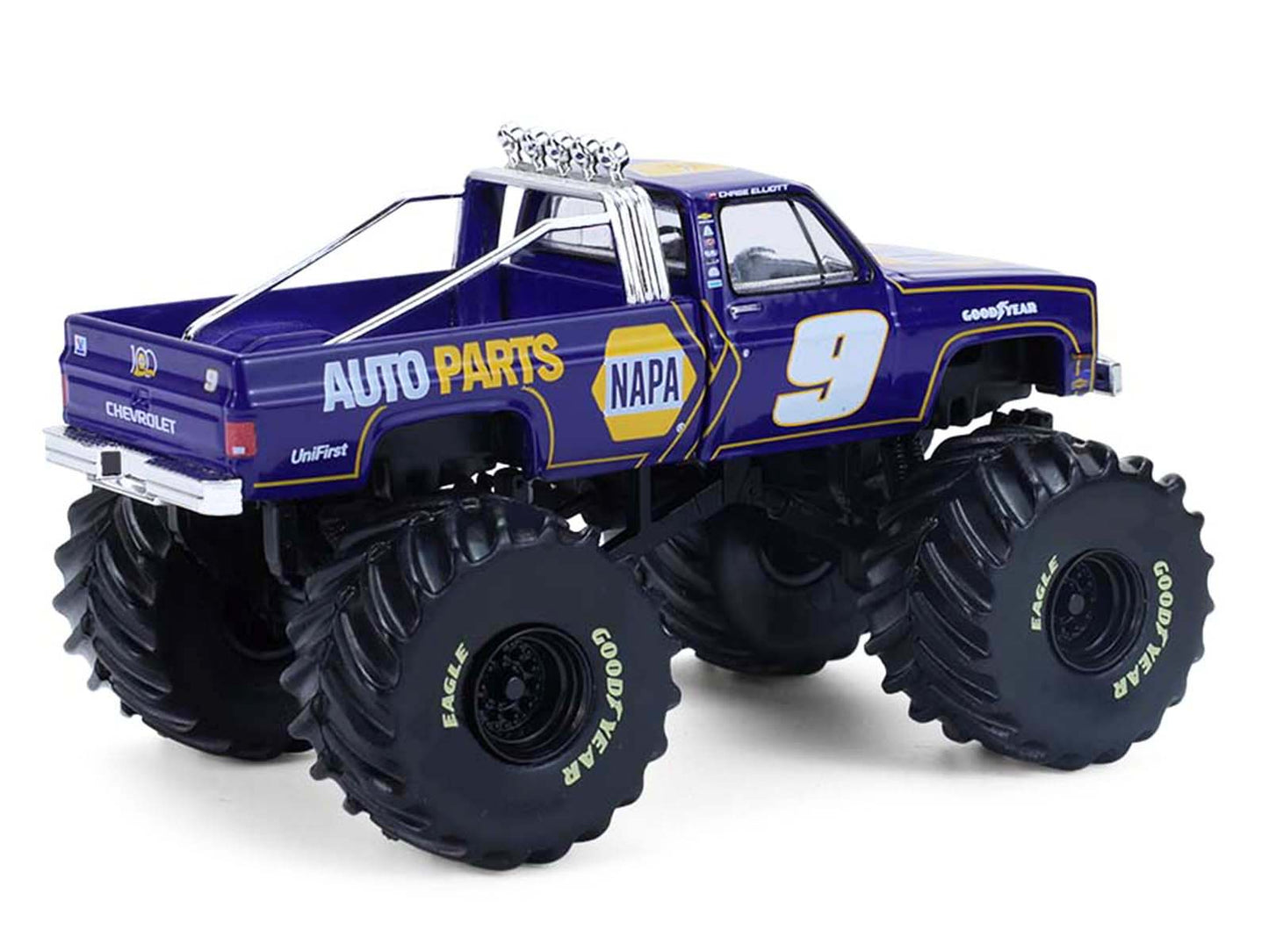 1984 Chevrolet C20 Monster Truck #9 "NAPA" Blue with Graphics "Kings of Crunch - Hendrick Motorsports Tribute" Special Edition 1/64 T&y Diecast Model Car by Greenlight