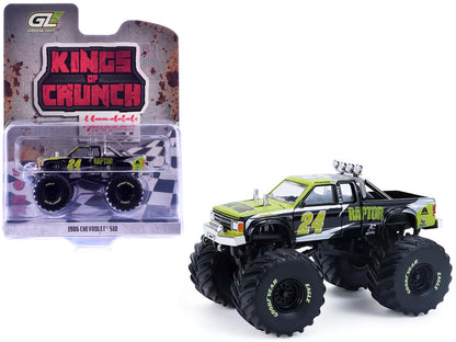 1986 Chevrolet S10 Monster Truck #24 "Raptor" Black and Green with Graphics "Kings of Crunch - Hendrick Motorsports Tribute" Special Edition 1/64 T&y Diecast Model Car by Greenlight