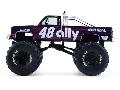 1984 Chevrolet Silverado Monster Truck #48 "Ally" Black and Purple with Graphics "Kings of Crunch - Hendrick Motorsports Tribute" Special Edition 1/64 T&y Diecast Model Car by Greenlight