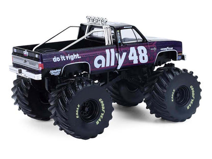 1984 Chevrolet Silverado Monster Truck #48 "Ally" Black and Purple with Graphics "Kings of Crunch - Hendrick Motorsports Tribute" Special Edition 1/64 T&y Diecast Model Car by Greenlight