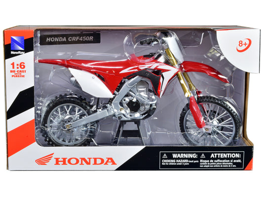 Honda CRF450R Dirt Bike Motorcycle Red and White 1/6 T&y Diecast Model by New Ray
