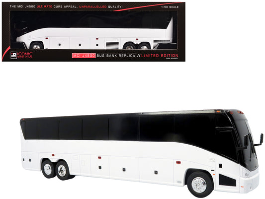 MCI J4500 Coach Bus Bank White Limited Edition 1/50 Model by Iconic Replicas T&y