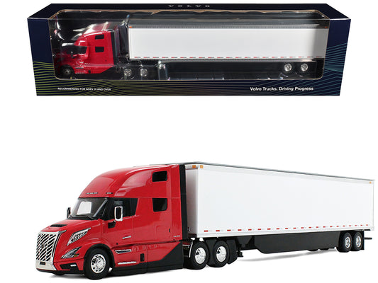 Volvo VNL 860 High-Roof Sleeper and 53' Trailer with Skirts Red with White Trailer 1/50 T&y Diecast Model by First Gear