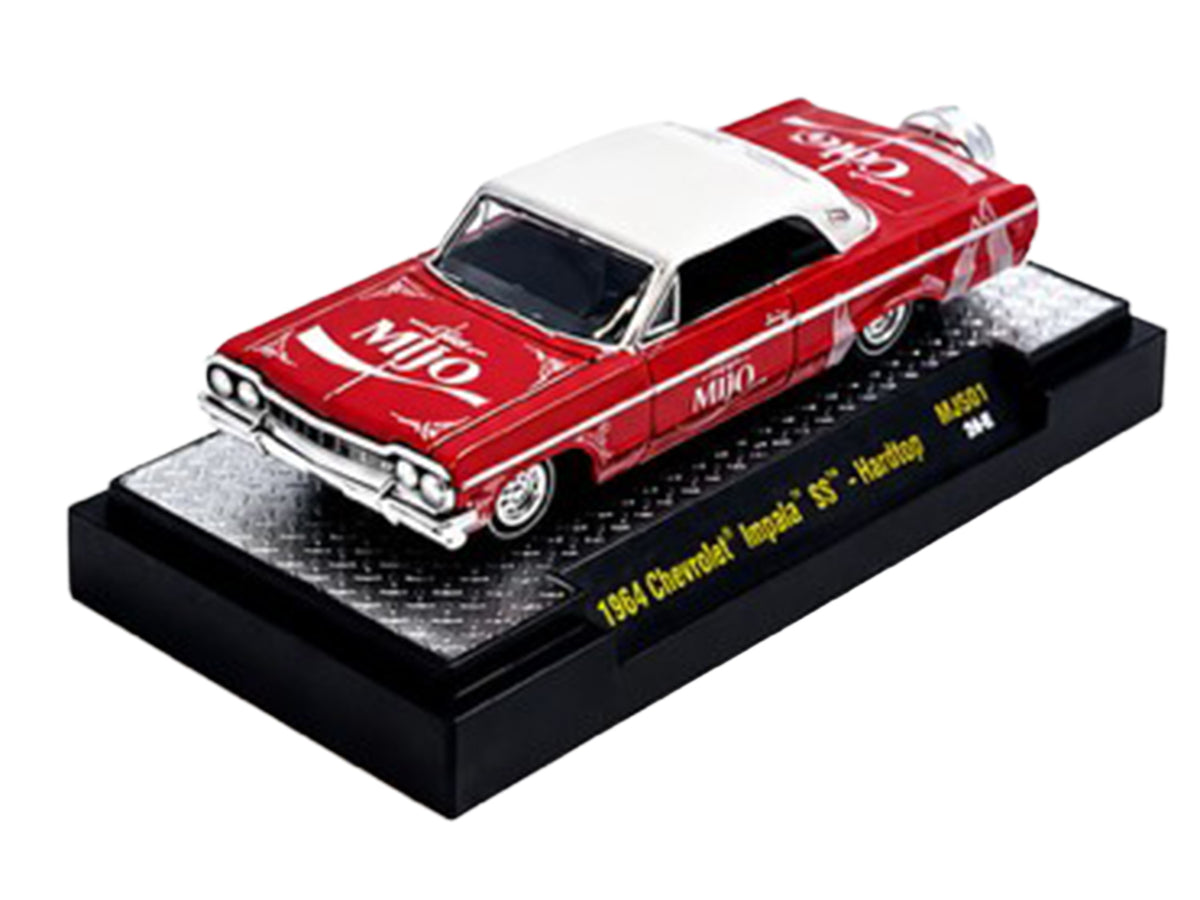 1964 Chevrolet Impala SS Lowrider Red White Top 1/64 Diecast Model Car - M2