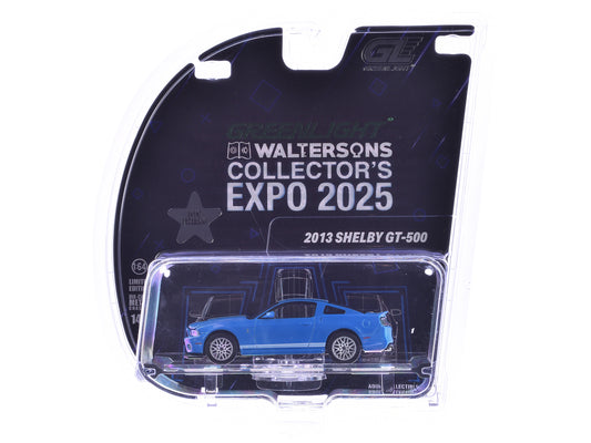 2013 Shelby GT-500 Blue with White Stripes "2025 Greenlight Waltersons Collector's Expo Exclusive" 1/64 T&y Diecast Model Car by Greenlight