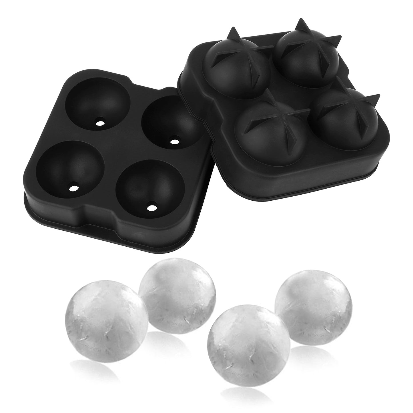 1.77Sphere Ice Ball Maker Mold Silicone Cube Tray With Lid Easy Fill And Relea