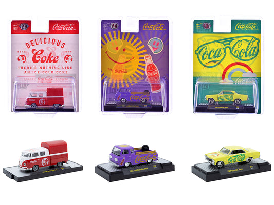 "Coca-Cola" Set of 3 pieces Release 53 Limited Edition to 10000 pieces Worldwide 1/64 T&y Diecast Model Cars by M2 Machines