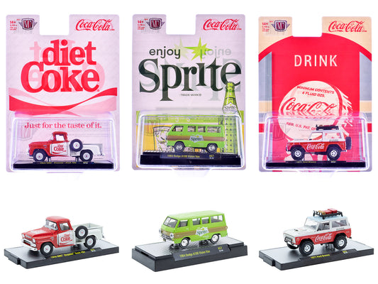 "Sodas" Set of 3 pieces Release 57 Limited Edition to 10000 pieces Worldwide 1/64 T&y Diecast Model Cars by M2 Machines