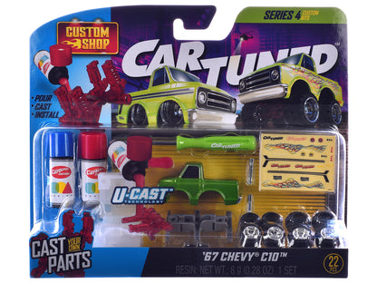 1969 Pontiac GTO Purple Metallic and 1967 Chevrolet C10 Pickup Truck Green Metallic "Custom Shop" 2 Car Set T&y Diecast Model Cars by CarTuned