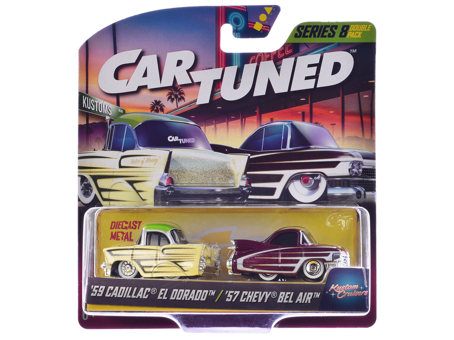 "Kustoms" Double Pack Series 8 Set of 4 Cars Diecast Model Cars by CarTuned