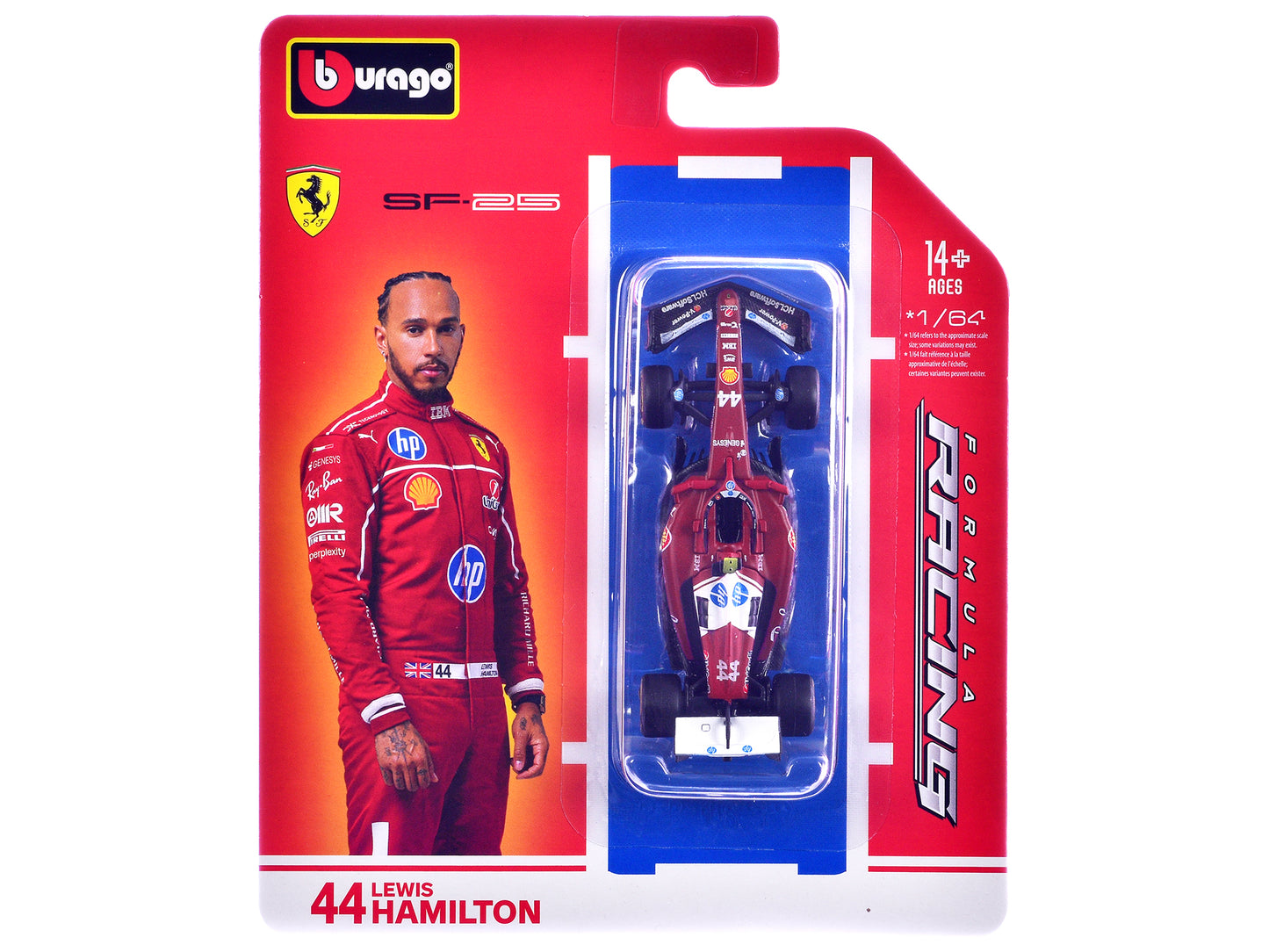 Ferrari SF-25 #44 Lewis Hamilton Formula One F1 World Championship (2025) "Formula Racing" Series 1/64 T&y Diecast Model Car by Bburago
