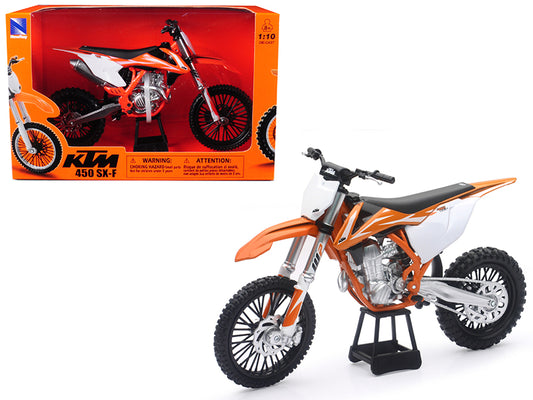 KTM 450 SX-F Dirt Bike Orange and White 1/10 Diecast Motorcycle Model - New Ray