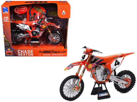 KTM 450 SX-F Motorcycle #4 Chase Sexton "Red Bull KTM Factory Racing" 1/12 T&y Diecast Model by New Ray