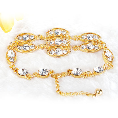 Noble Burnished Gold Bling Rhinestone Bracelet Gra