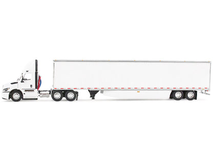 Freightliner Fifth Generation Cascadia Day Cab and 53' Utility Trailer with Skirts White 1/64 Diecast Model by DCP/First Gear