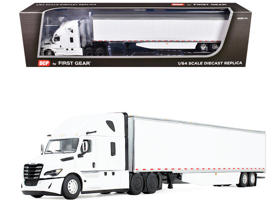 Freightliner Fifth Generation Cascadia Raised Roof Sleeper & 53' Utility Trailer with Skirts White 1/64 T&y Diecast Model by DCP/First Gear