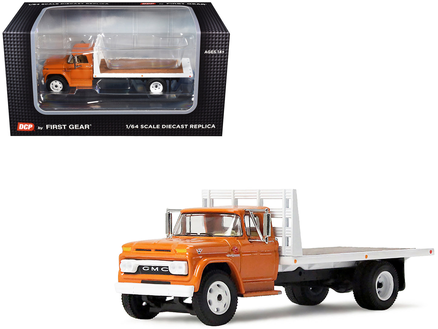 GMC 4000 Flatbed Truck Omaha Orange 1/64 Diecast Model by DCP/First Gear