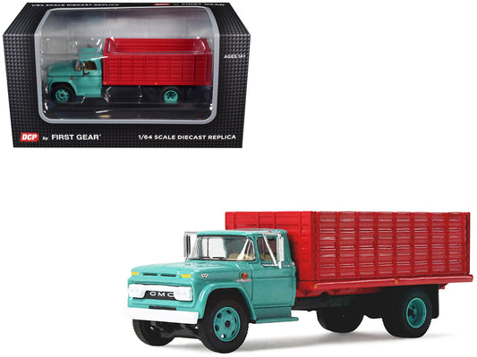 GMC 4000 Grain Truck Turquoise with Red Container 1/64 T&y Diecast Model by DCP/First Gear