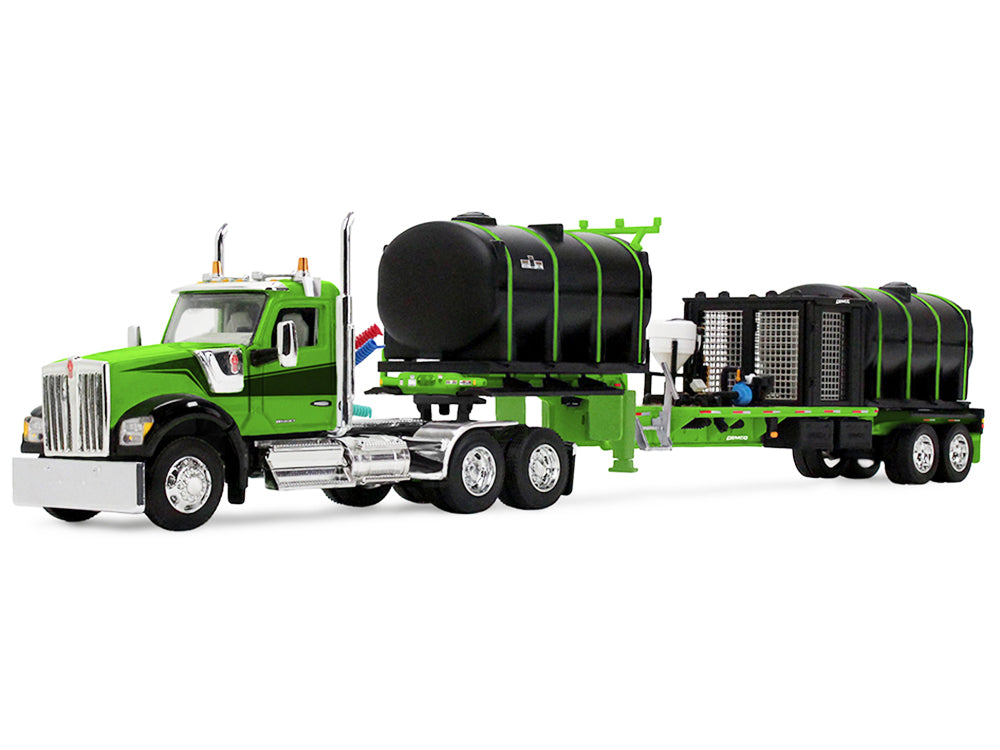 Kenworth W900 Day Cab with Demco 42' Liquid Fertilizer Tender Trailer Green and Black 1/64 Diecast Model by DCP/First Gear