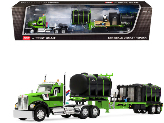 Kenworth W900 Day Cab with Demco 42' Liquid Fertilizer Tender Trailer Green and Black 1/64 T&y Diecast Model by DCP/First Gear