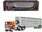 Freightliner COE and 45' Wilson Vintage Livestock Trailer Orange with Stripes 1/64 Diecast Model by DCP/First Gear
