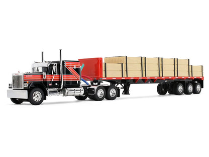 GMC General 60 Flat Top Sleeper & 48' Utility Flatbed Trailer Lumber Load