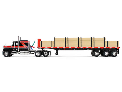 GMC General 60 Flat Top Sleeper & 48' Utility Flatbed Trailer Lumber Load