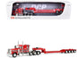 Peterbilt 379 with 63" Flat Top Sleeper and Fontaine Magnitude Lowboy Trailer with Fliptail "Anty Trucking & Rigging" Red with Black Stripes 1/64 T&y Diecast Model by DCP/First Gear