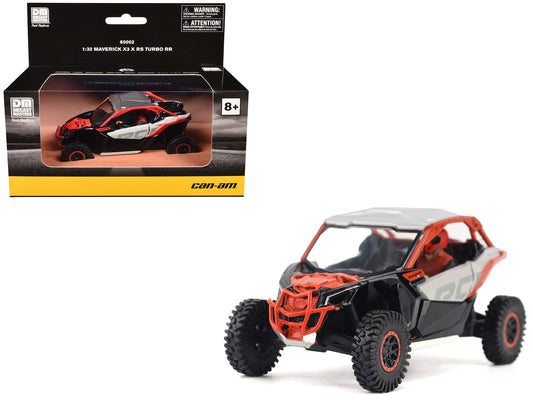 Can-Am Maverick X3 X RS Turbo RR Chalk Gray and Magma Red with Driver Figure 1/32 T&y Diecast Model by BRP Models