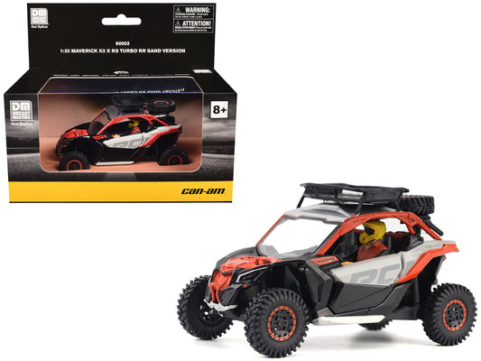 Can-Am Maverick X3 X RS Turbo RR Sand Version Chalk Gray and Magma Red with Driver Figure 1/32 T&y Diecast Model by BRP Models