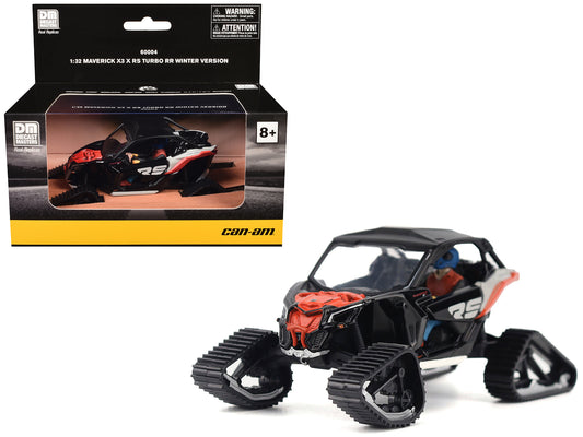 Can-Am Maverick X3 X RS Turbo RR Winter Version Chalk Gray and Magma Red with Driver Figure 1/32 T&y Diecast Model by BRP Models