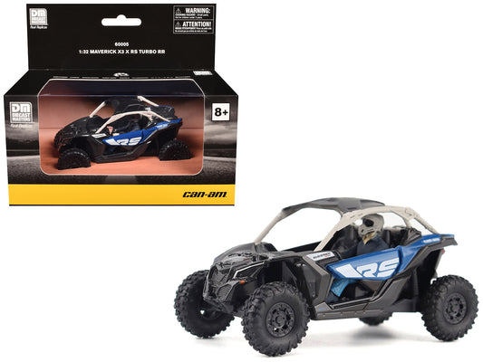 Can-Am Maverick X3 X RS Turbo RR Intense Blue and Chalk Gray with Driver Figure 1/32 T&y Diecast Model by BRP Models