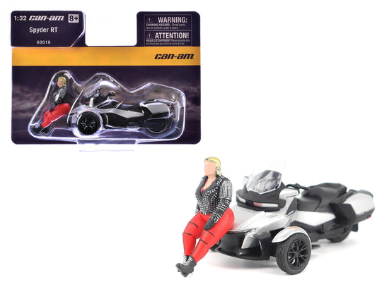 Can-Am Spyder RT 3-Wheel Motorcycle Hyper Silver Metallic with Driver Figure 1/32 T&y Diecast Model by BRP Models