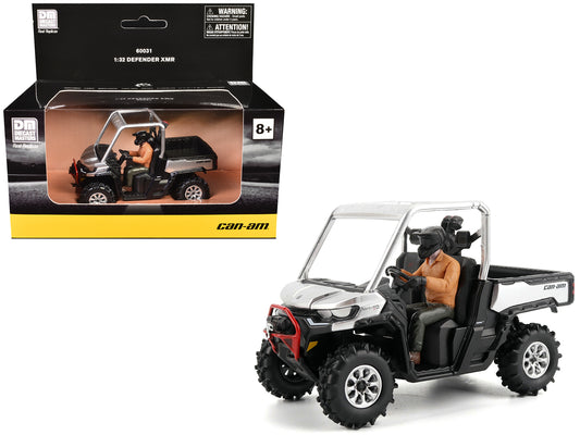Can-Am Defender XMR Silver Metallic and Black with Driver Figure 1/32 T&y Diecast Model by BRP Models
