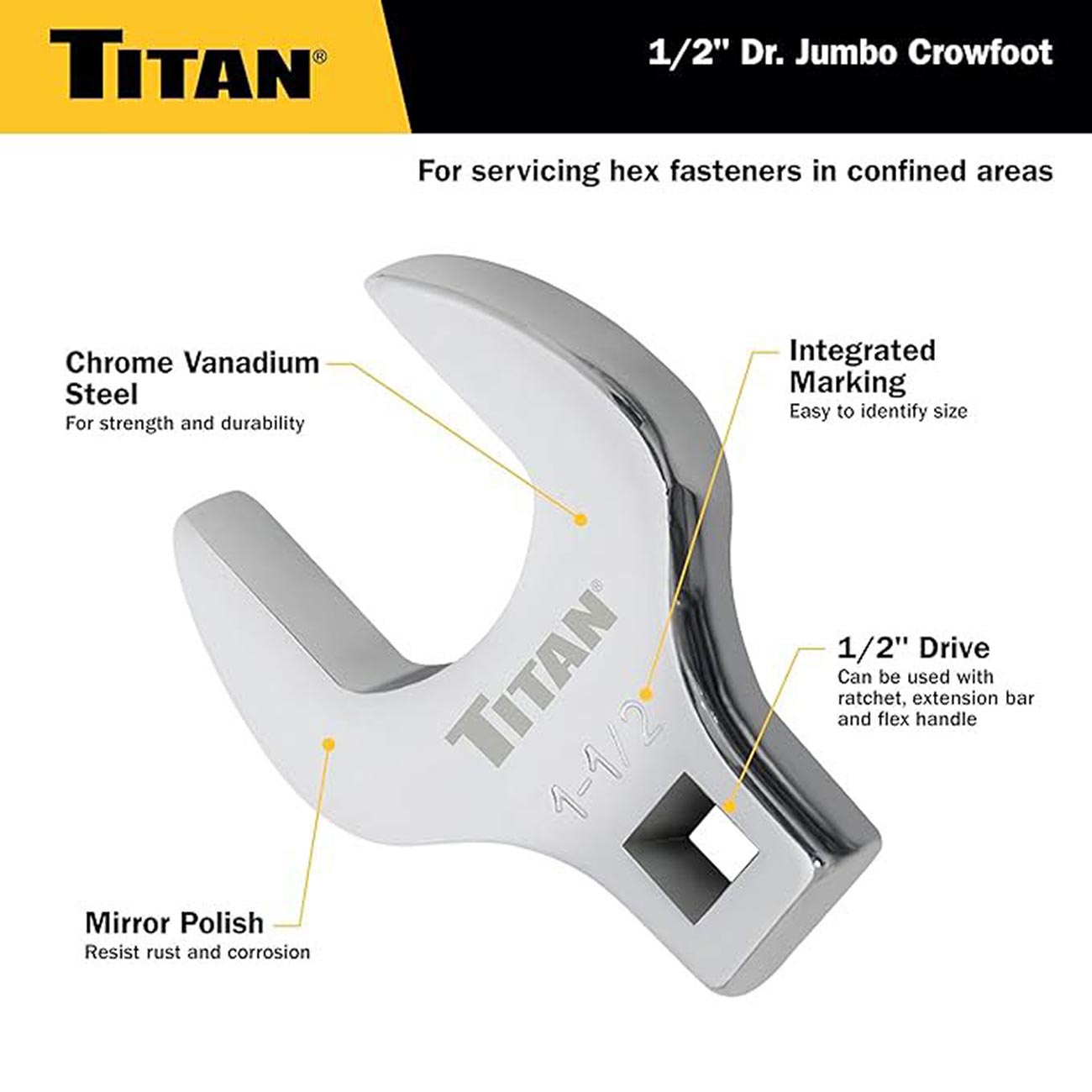 Titan SAE 1/2" Drive Crowfoot Wrench: 1-1/4"