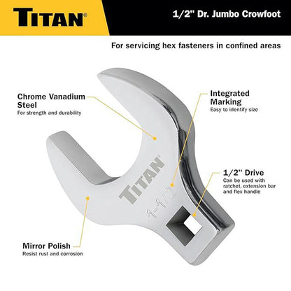 Titan SAE 1/2" Drive Crowfoot Wrench: 1-1/4"