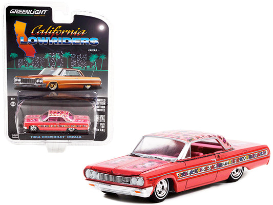 1964 Chevrolet Impala Lowrider Pink Metallic 1/64 Diecast Model Car - Greenlight