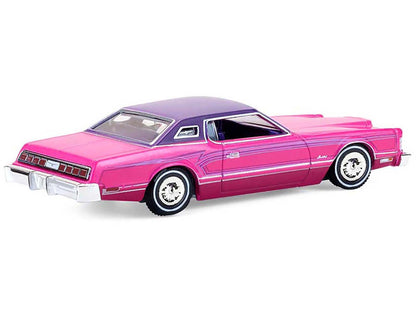 GreenLight 1975 Ford Thunderbird Lowrider Pink Metallic with Purple Top and Graphics Interior "California Lowriders" Series 7 1/64 Diecast Model Car by <h2>1975 Greenlight</h2> <p>High-quality perfect