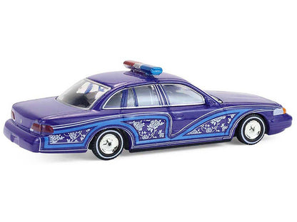 GreenLight 1992 Ford Crown Victoria Lowrider Blue with Graphics and Lightbar "California Lowriders" Series 7 1/64 Diecast Model Car by <h2>1992 Greenlight</h2> <p>High-quality perfect for collectors e