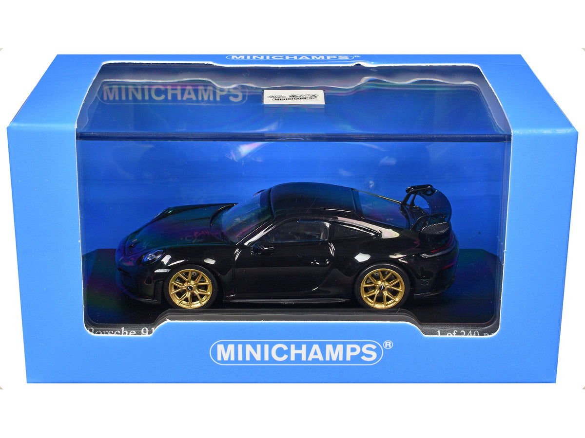2025 Porsche 911 GT3 Weissach Package Black with Carbon Stripe 1/64 Diecast