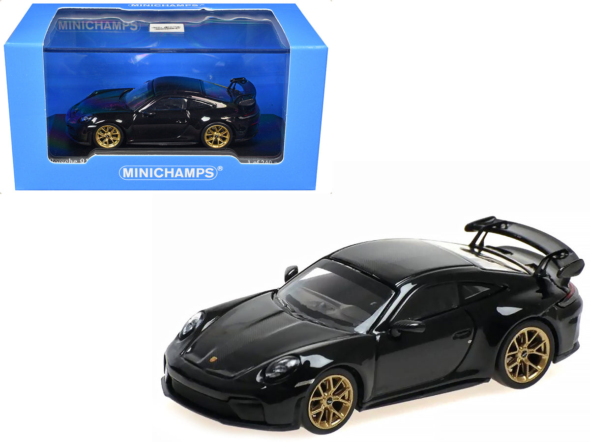 2025 Porsche 911 GT3 Weissach Package Black with Carbon Stripe 1/64 Diecast