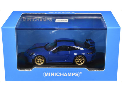 2025 Porsche 911 GT3 Weissach Package Blue with Carbon Stripe 1/64 Diecast