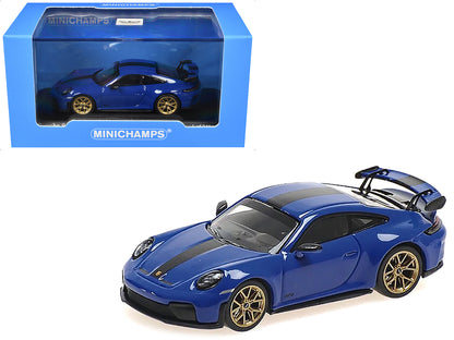 2025 Porsche 911 GT3 Weissach Package Blue with Carbon Stripe 1/64 Diecast