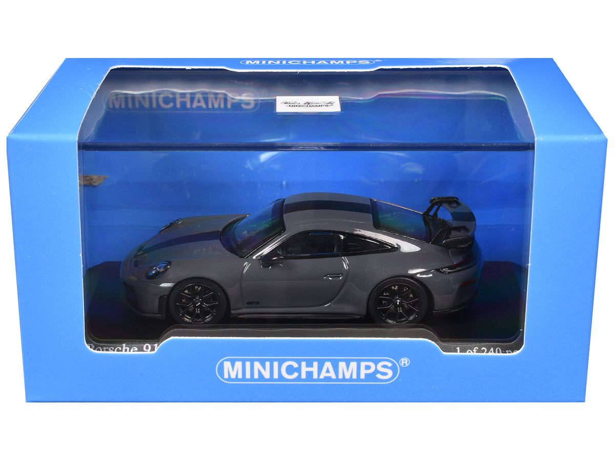 2025 Porsche 911 GT3 Weissach Package Gray with Carbon Stripe 1/64 Diecast