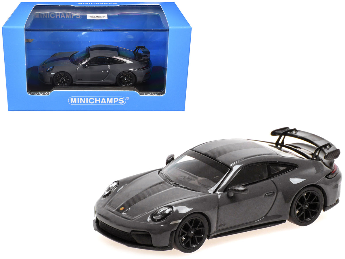2025 Porsche 911 GT3 Weissach Package Gray with Carbon Stripe 1/64 Diecast