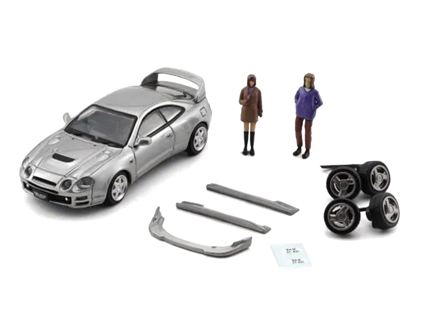 Toyota Celica GT-Four RHD (Right Hand Drive) ID Silver Metallic with 2 Figures and Accessories 1/64 Diecast Model Car by BM Creations