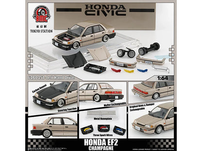 Honda Civic EF2 Champagne Metallic with Alternate Parts 1/64 T&y Diecast Model Car by BM Creations