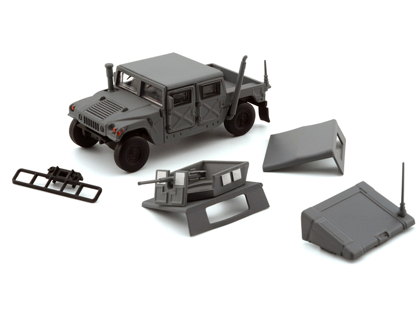 HUMVEE 4-CT Military Vehicle Matt Gray with Alternative Tops 1/64 Diecast Model Car by BM Creations